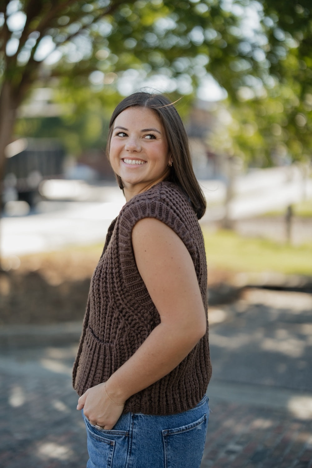 Chloe Brown Sleeveless Sweater
