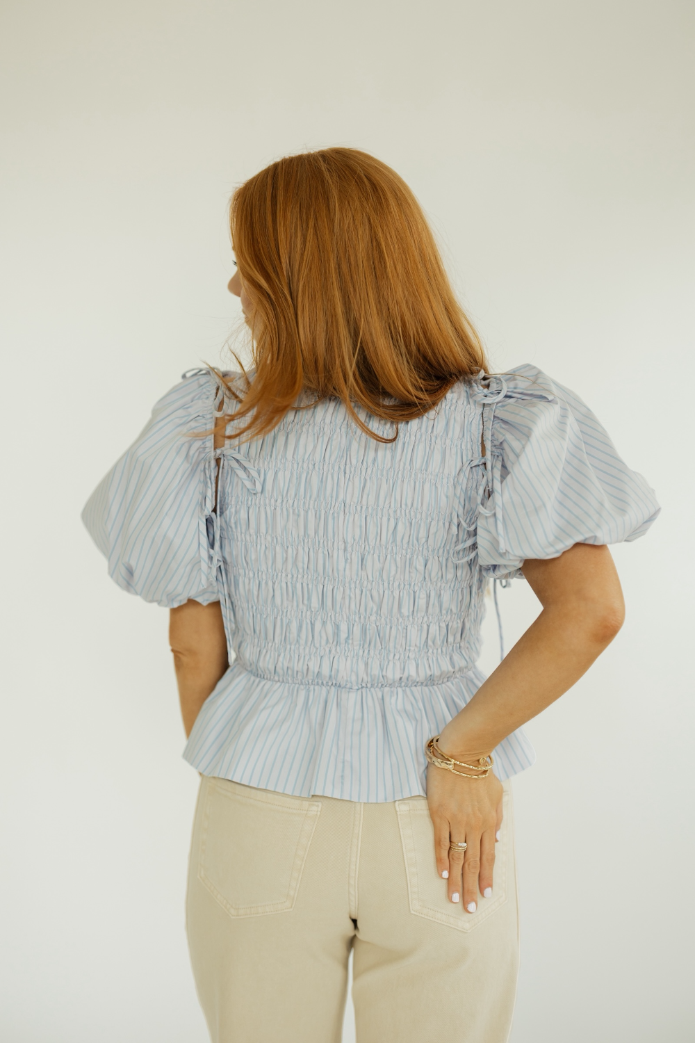 Ellie Detachable Sleeve Striped Top