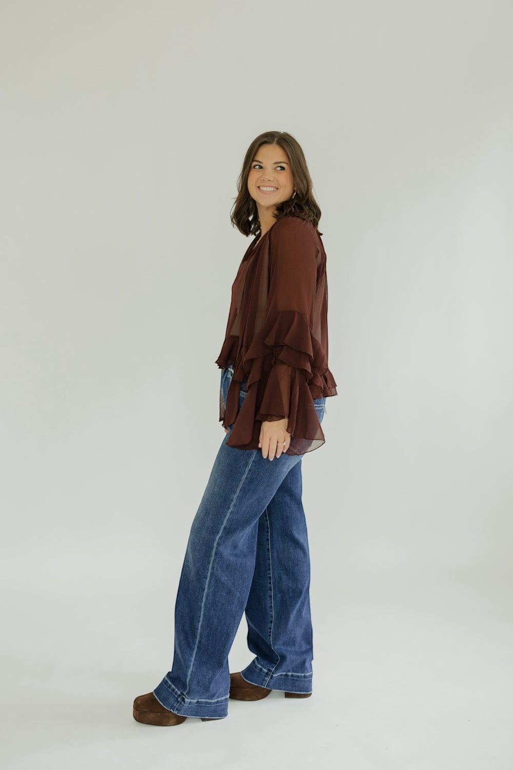 Kyle Burgundy Ruffle Top