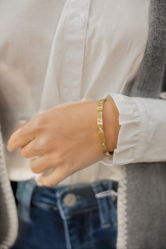 Gold Pave Bangle Bracelet