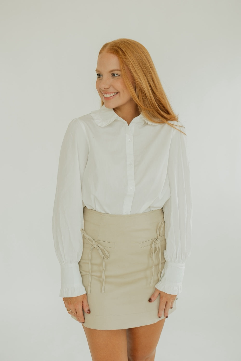 Candace Cream Twill Tie Skirt