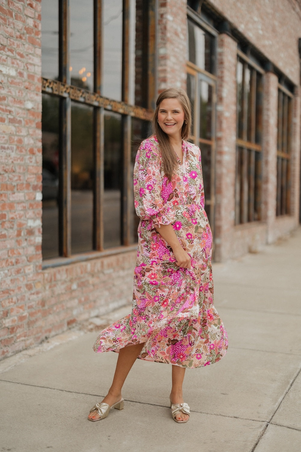 Ophelia Fall Floral Orchid Midi Dress XS 3XL Studio 3 19