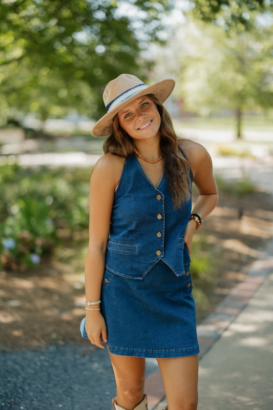 Lavinia Mid-Blue Denim Mini Skirt (XS-XL)
