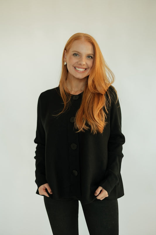 Black Flared Knit Cardigan (S-XL)