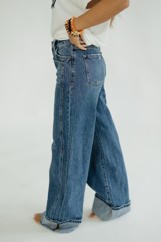 High Rise Cuffed Baggy Jean