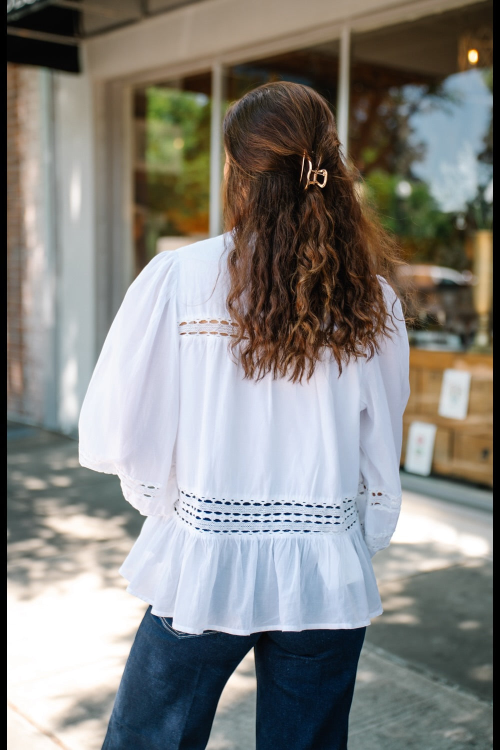 Lesley White Lace Detail Button Down Top (XS-XL)