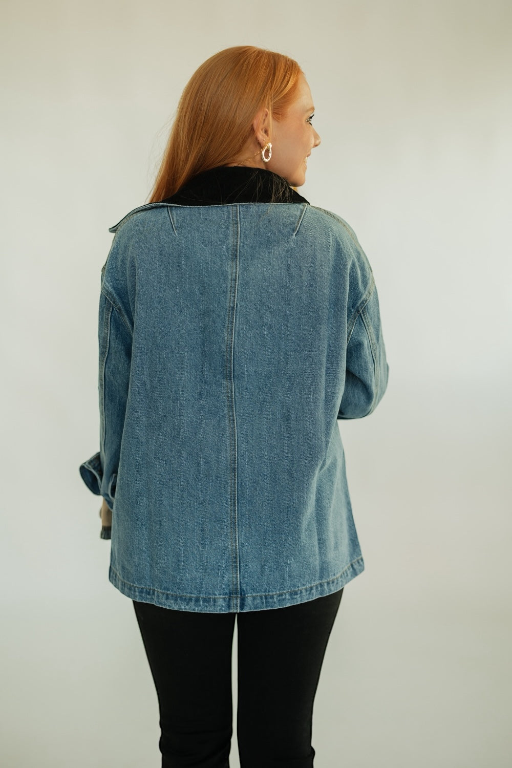Denim Corduroy Collar Barn Jacket