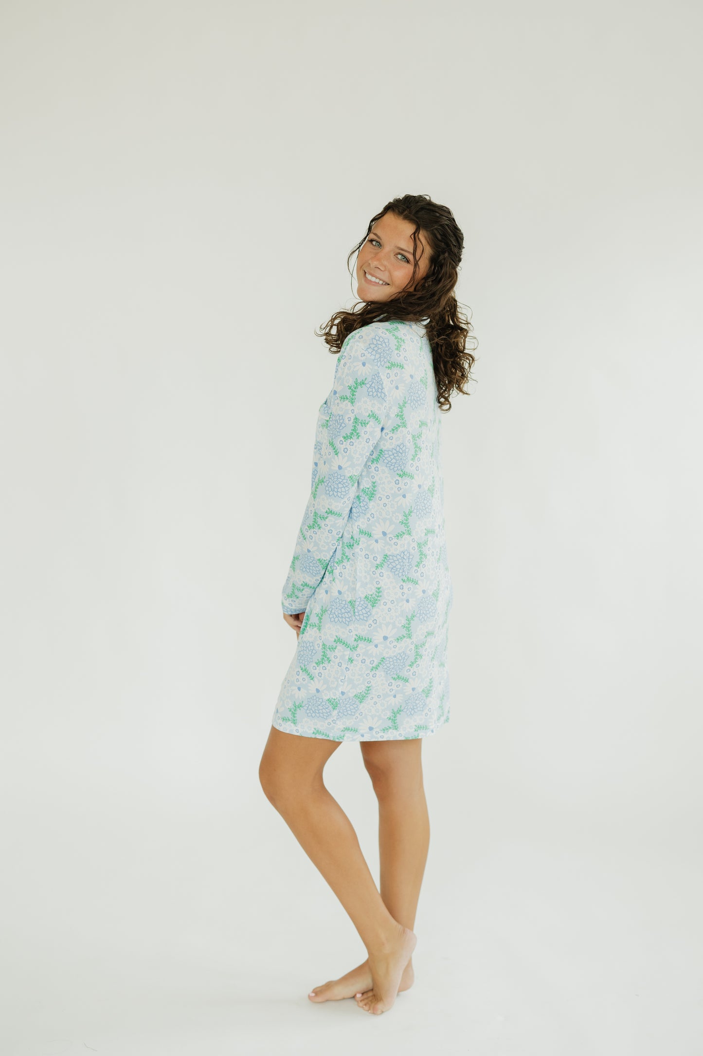 Charlotte Nightshirt in Daisy Chain Blue by Mary Square