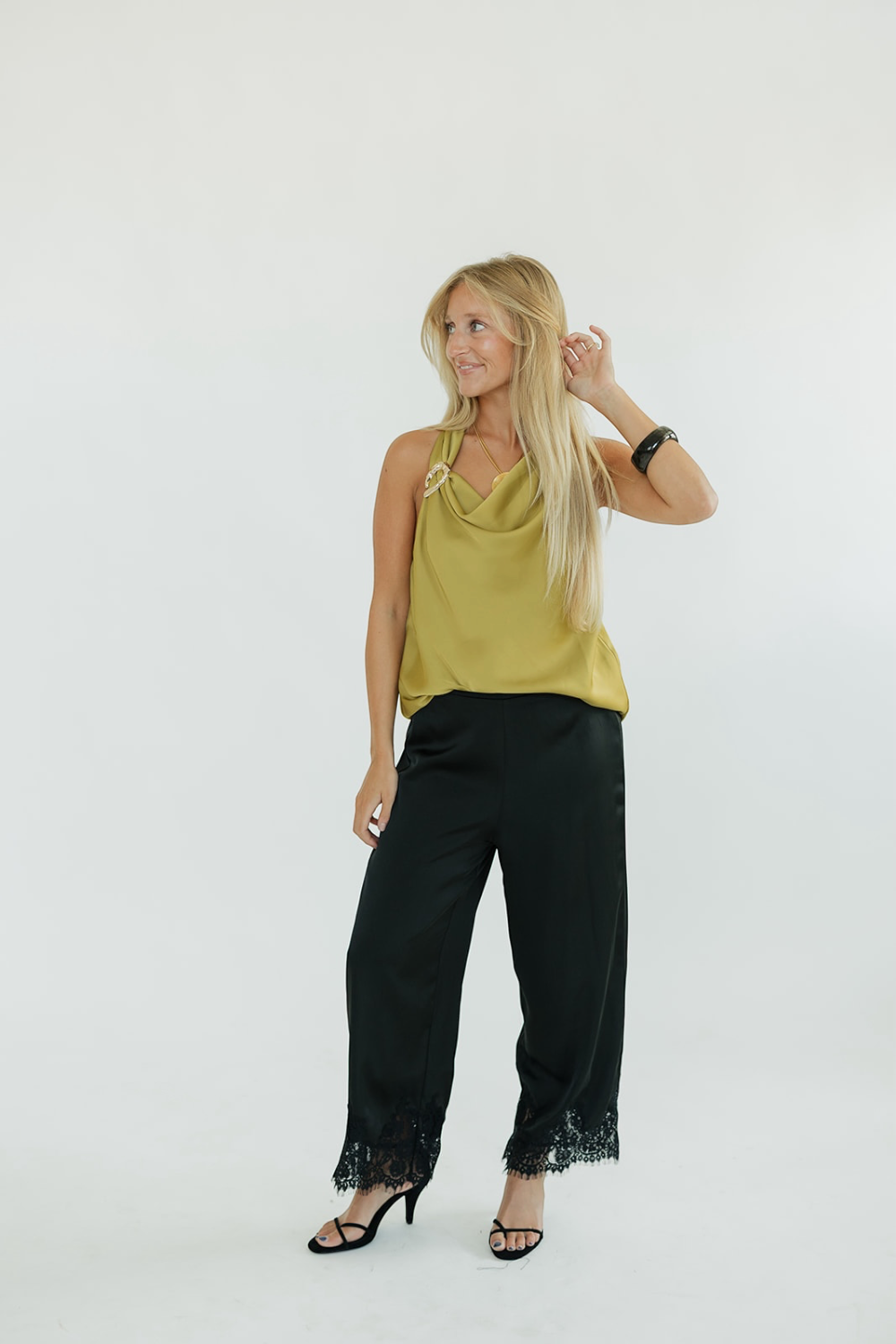 Hannah Chartreuse Satin Halter Top (XS-XL)