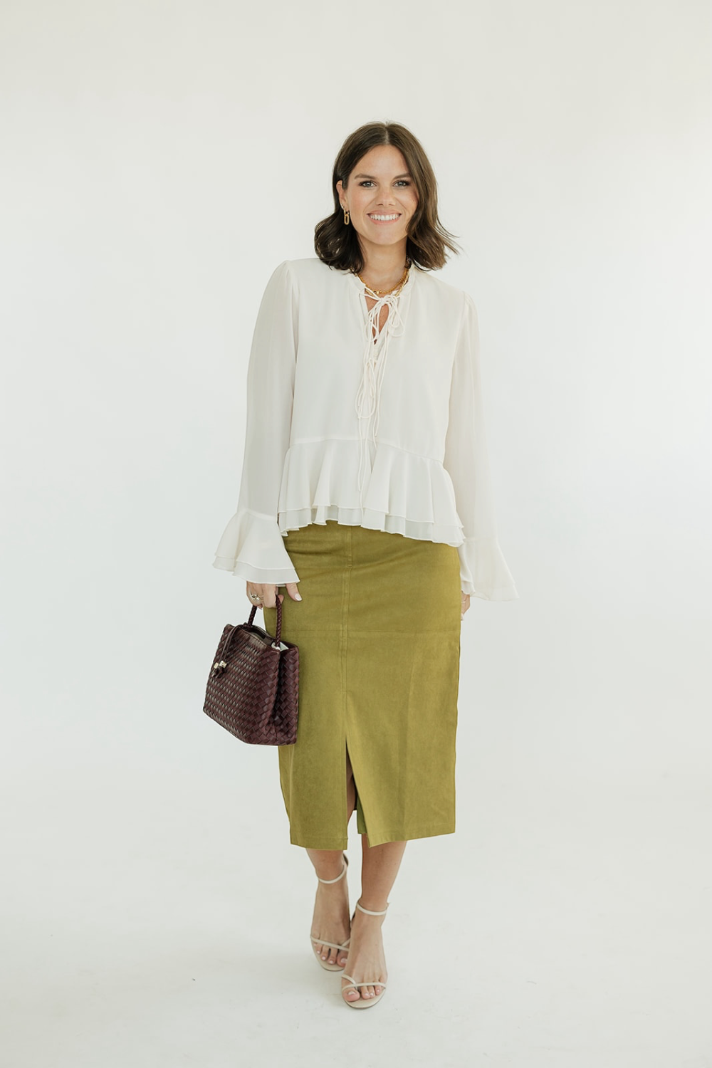 Lindsay Chartreuse Suede Skirt