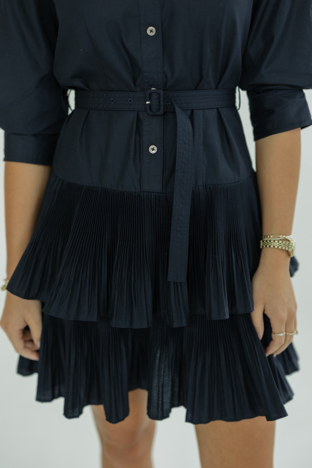 Gracie Navy Tiered Mini Dress