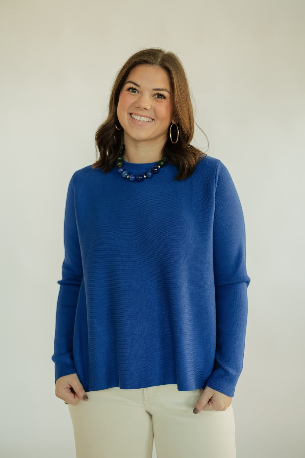 Blue Flared Knit Sweater (S-XL)