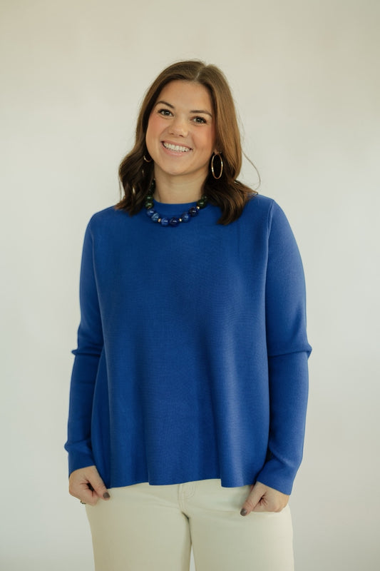 Blue Flared Knit Sweater (S-XL)