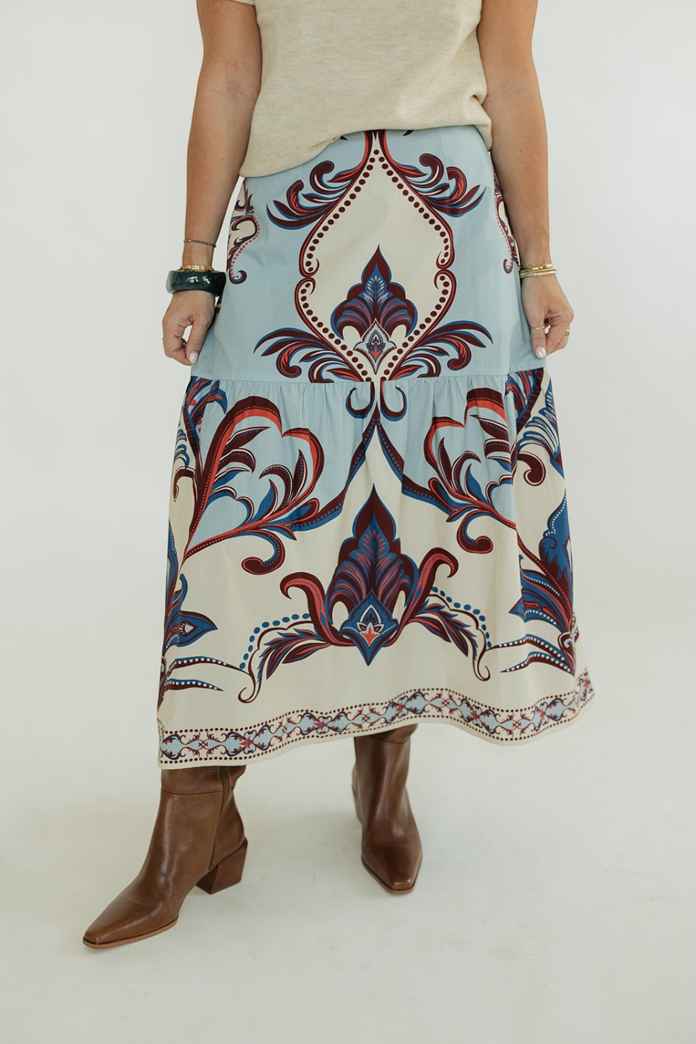 Ada Arabesque Poplin Midi Skirt (XS-XL)