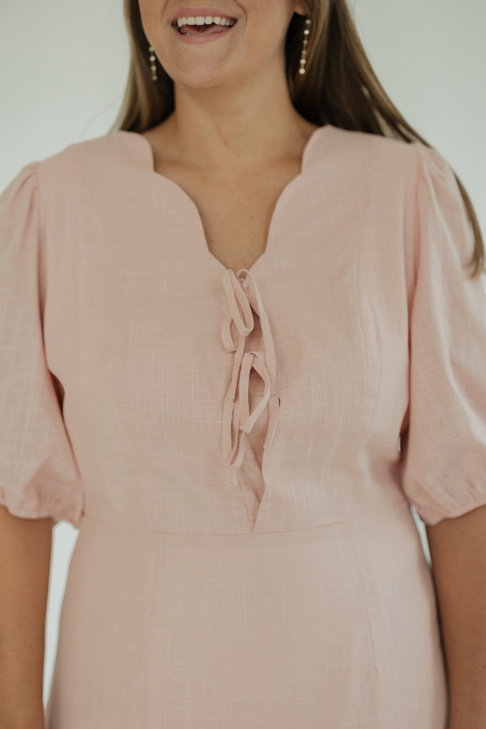 Bindi Blush Scallop Edge Midi Dress