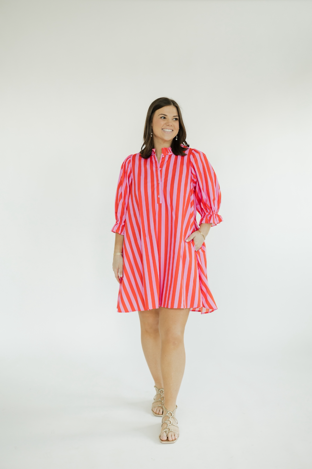 The Farah Pink Striped Dress (S-2XL)