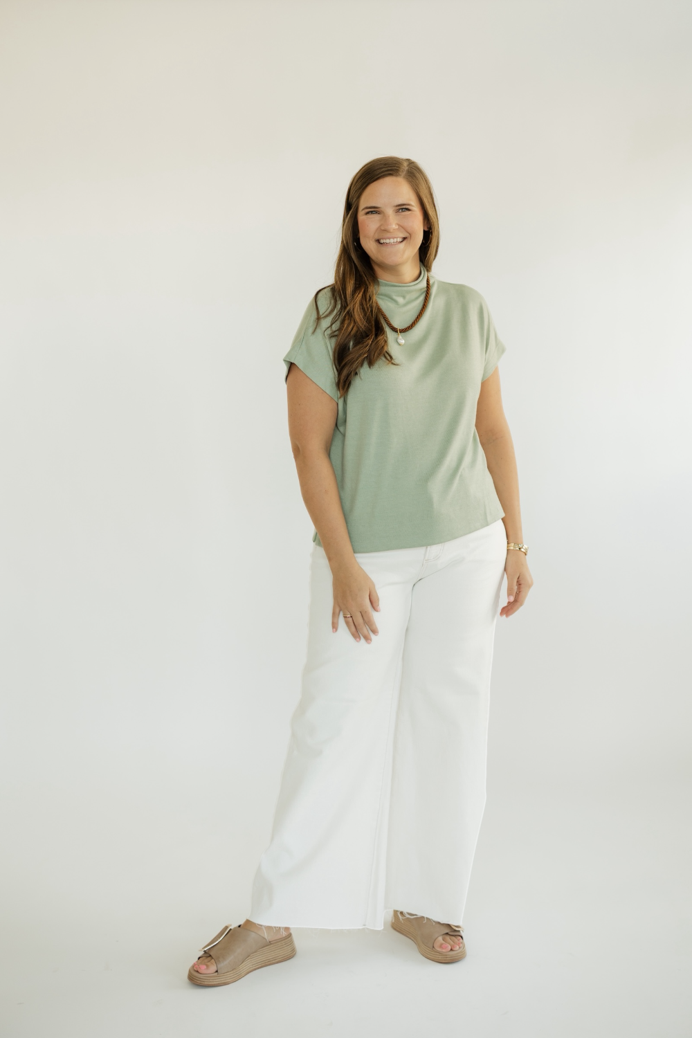 The Noelle Mint Mock Neck Top (S-2XL)