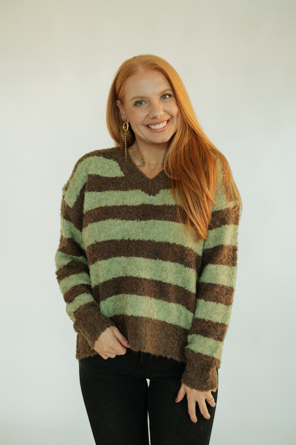 Brown & Green Striped Sweater