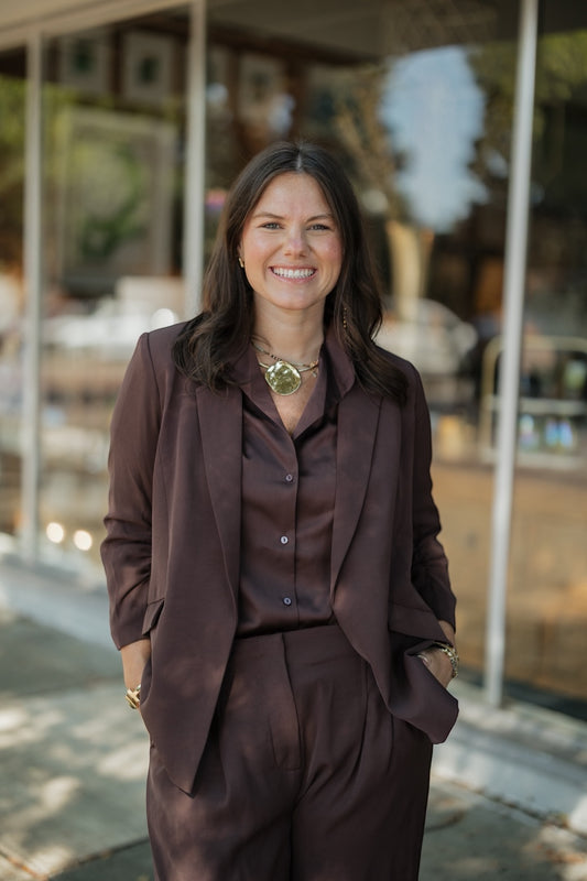 GraceAnn Espresso Shirred Sleeve Blazer (XS-XL)