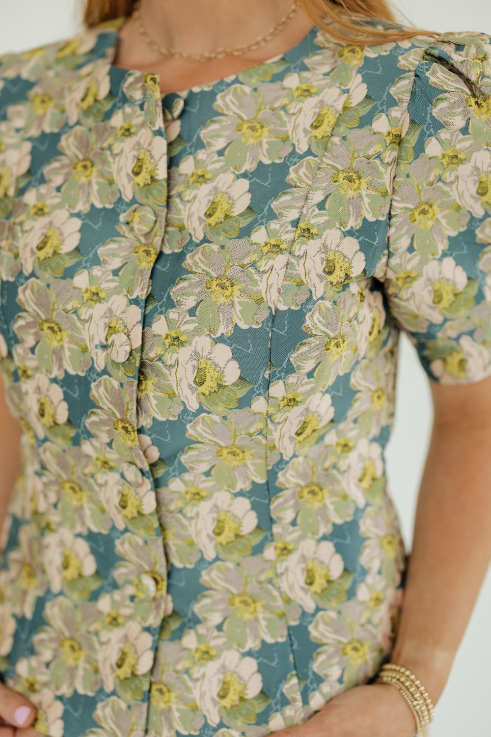 Lizzy Floral Jacquard Button Down Top