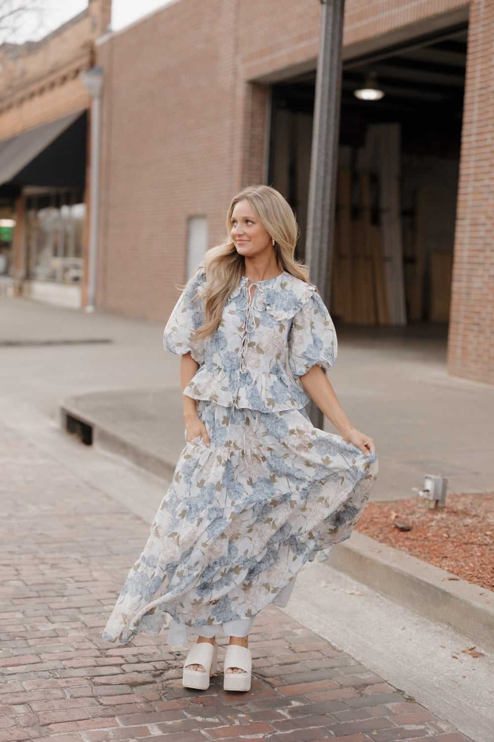 Paige Blue Peony Oversized Collar Blouse