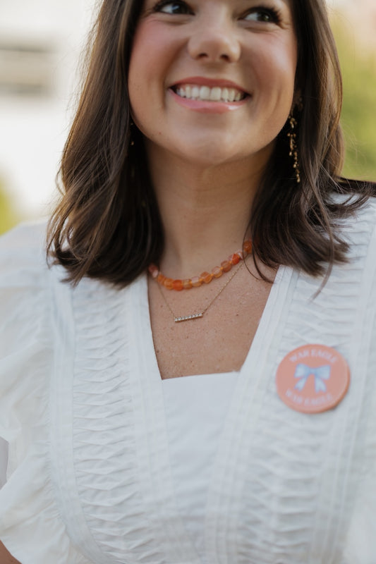 Orange Square Semi Stone Necklace