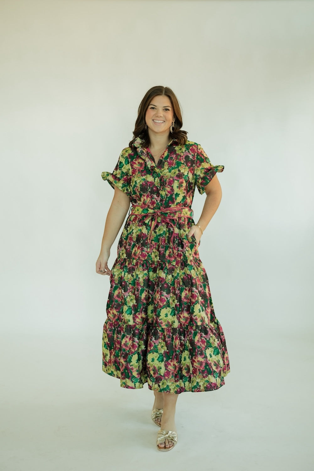 Lena Floral Jacquard Maxi Dress