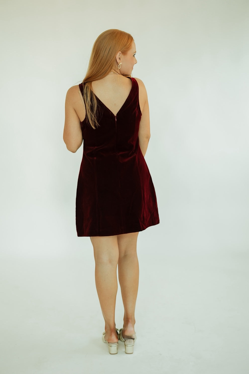 Carmine Burgundy Velvet Dress