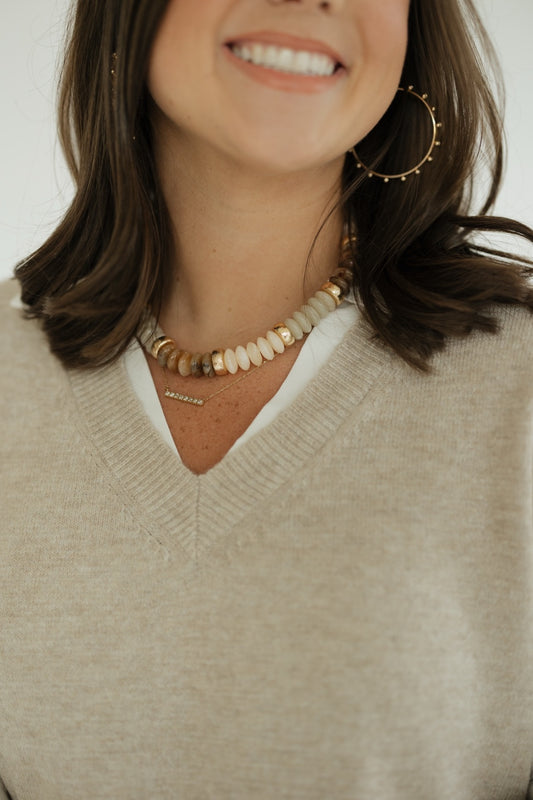 Ivory & Gold Beaded Necklace