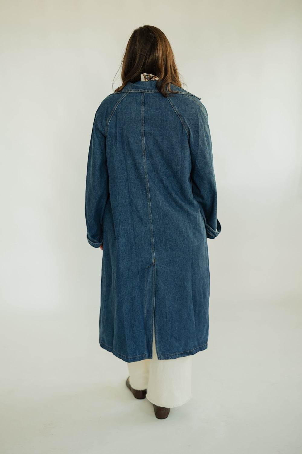 Denim Double Pocket Trench Coat