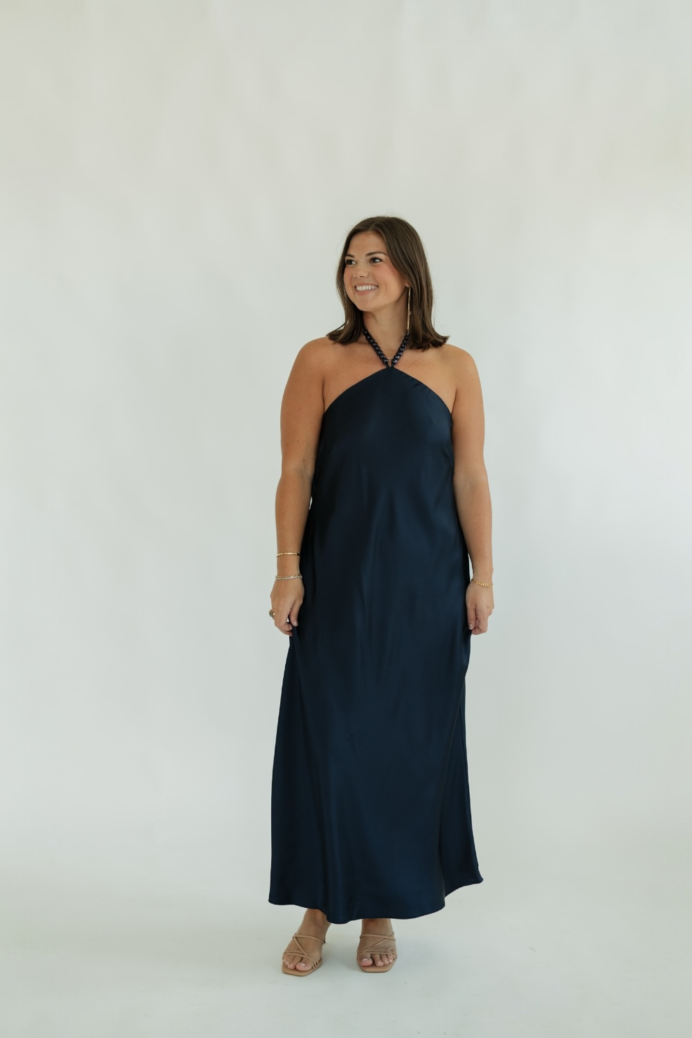 Peggy Navy Halter Dress