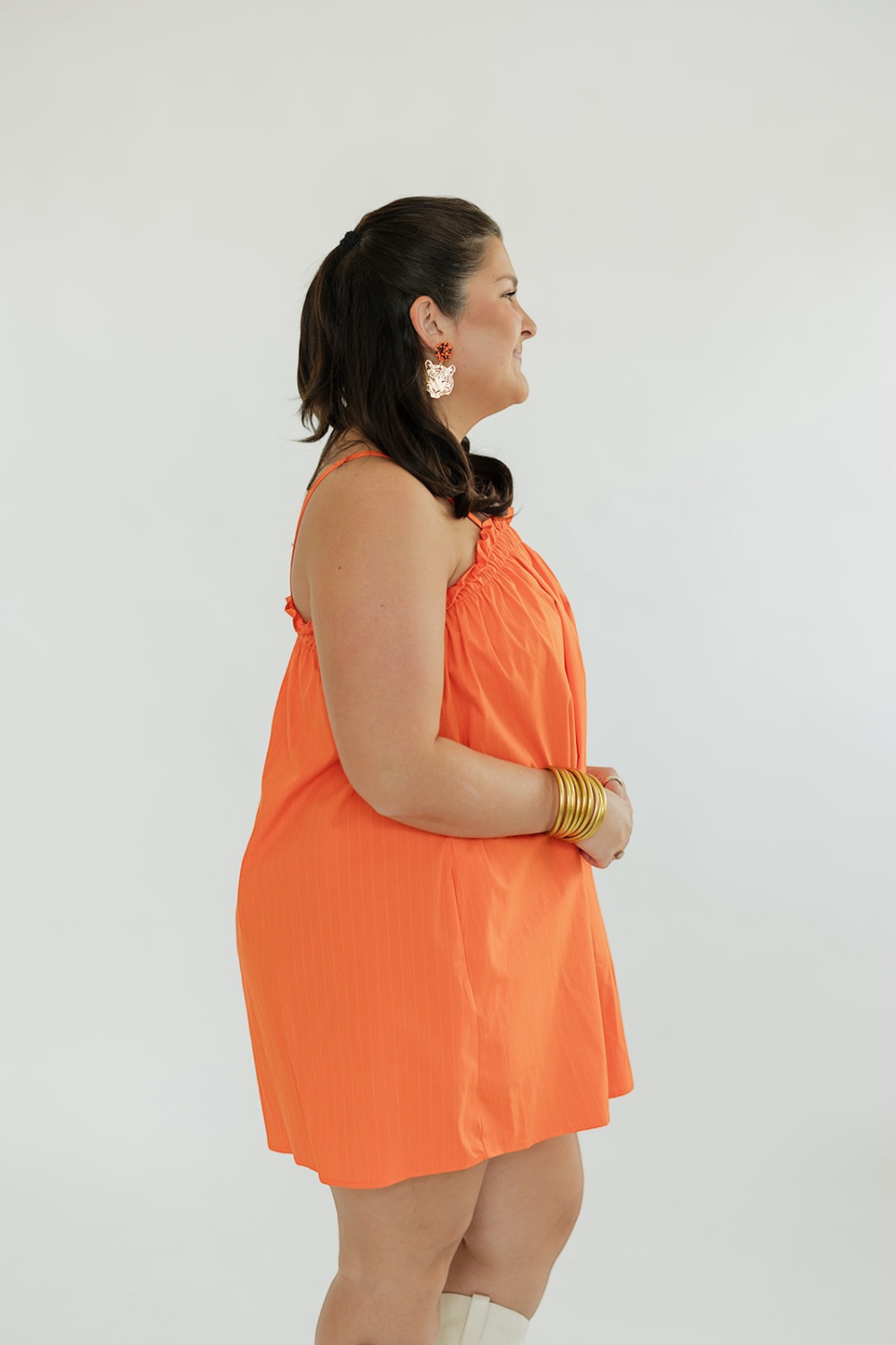 Blaire Orange Pinstripe Mini Dress (S-3XL)
