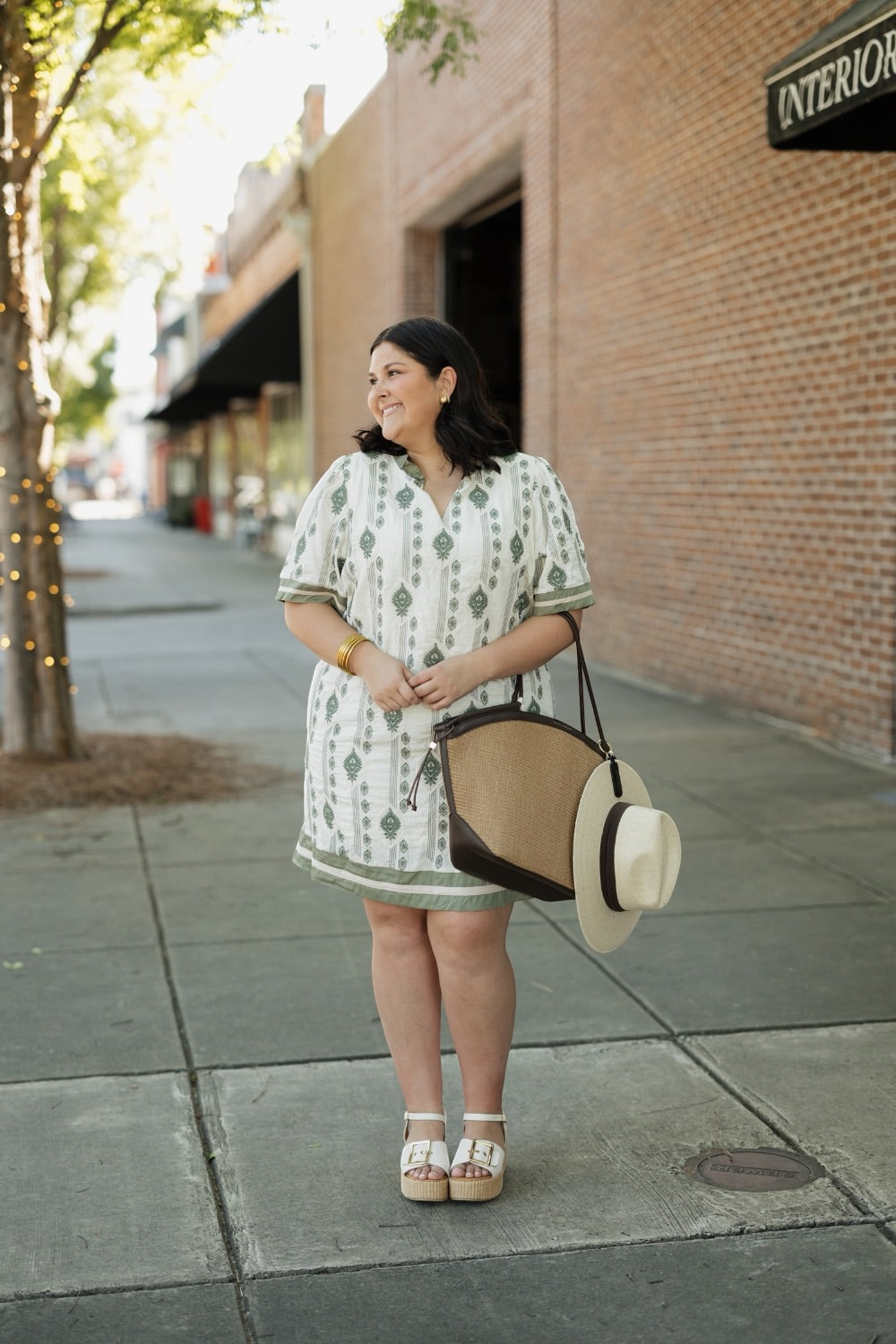 Dana Sage Embroidered Shift Dress