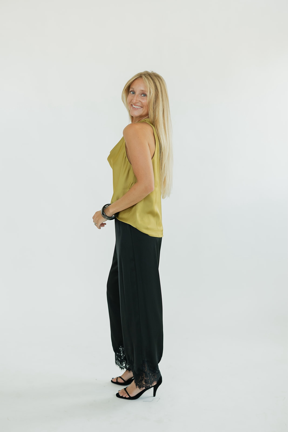 Hannah Chartreuse Satin Halter Top (XS-XL)