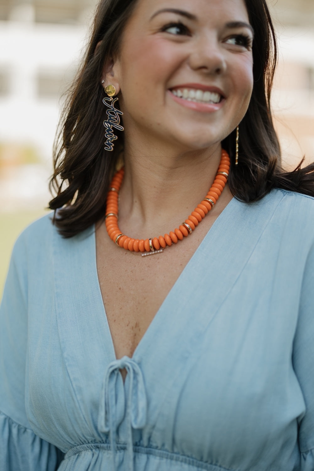 Orange Rondelle Beaded Necklace