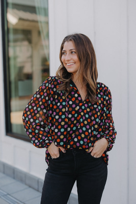 Multicolor Polka Dot Print Top