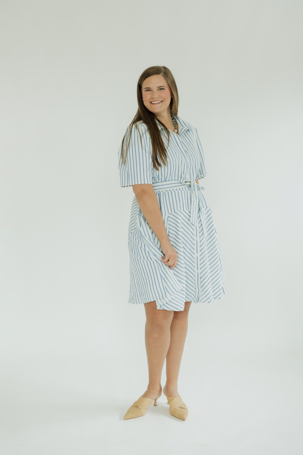 Barb Striped Button Down Mini Dress (S-2XL)