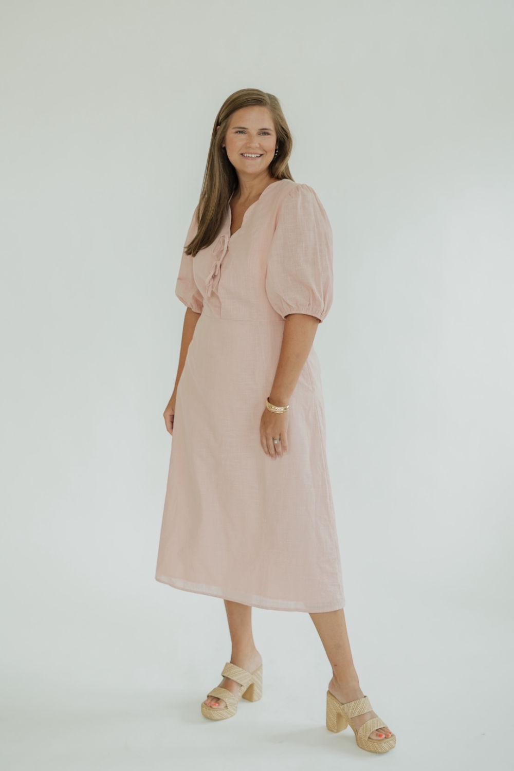 Bindi Blush Scallop Edge Midi Dress