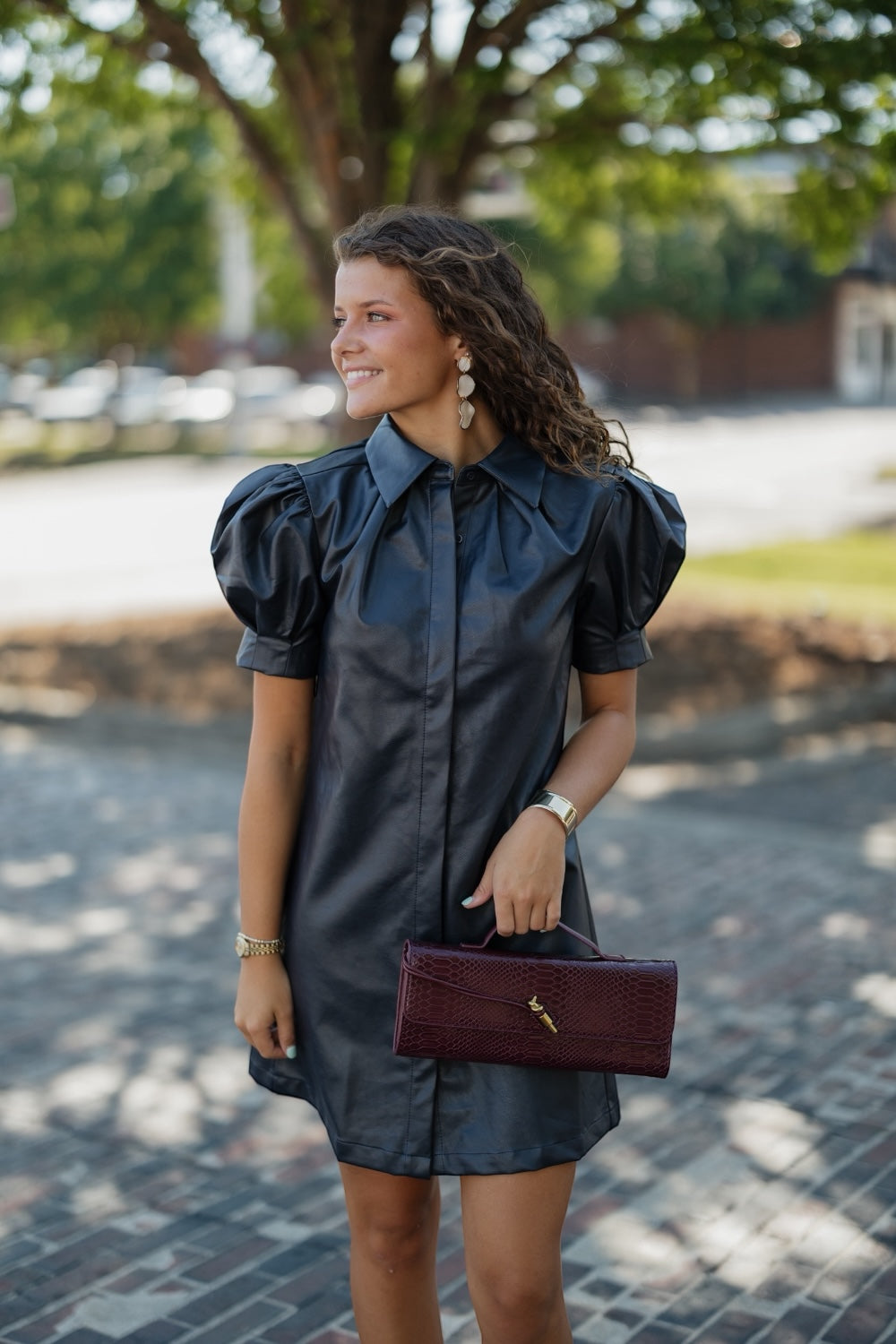 Lauren Navy Leather Mini Dress