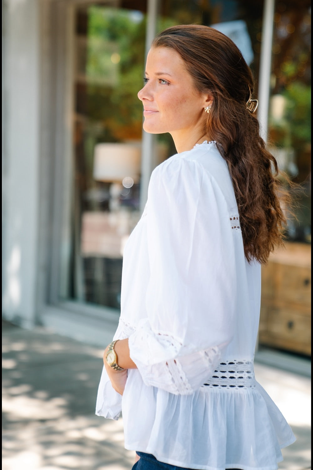 Lesley White Lace Detail Button Down Top (XS-XL)