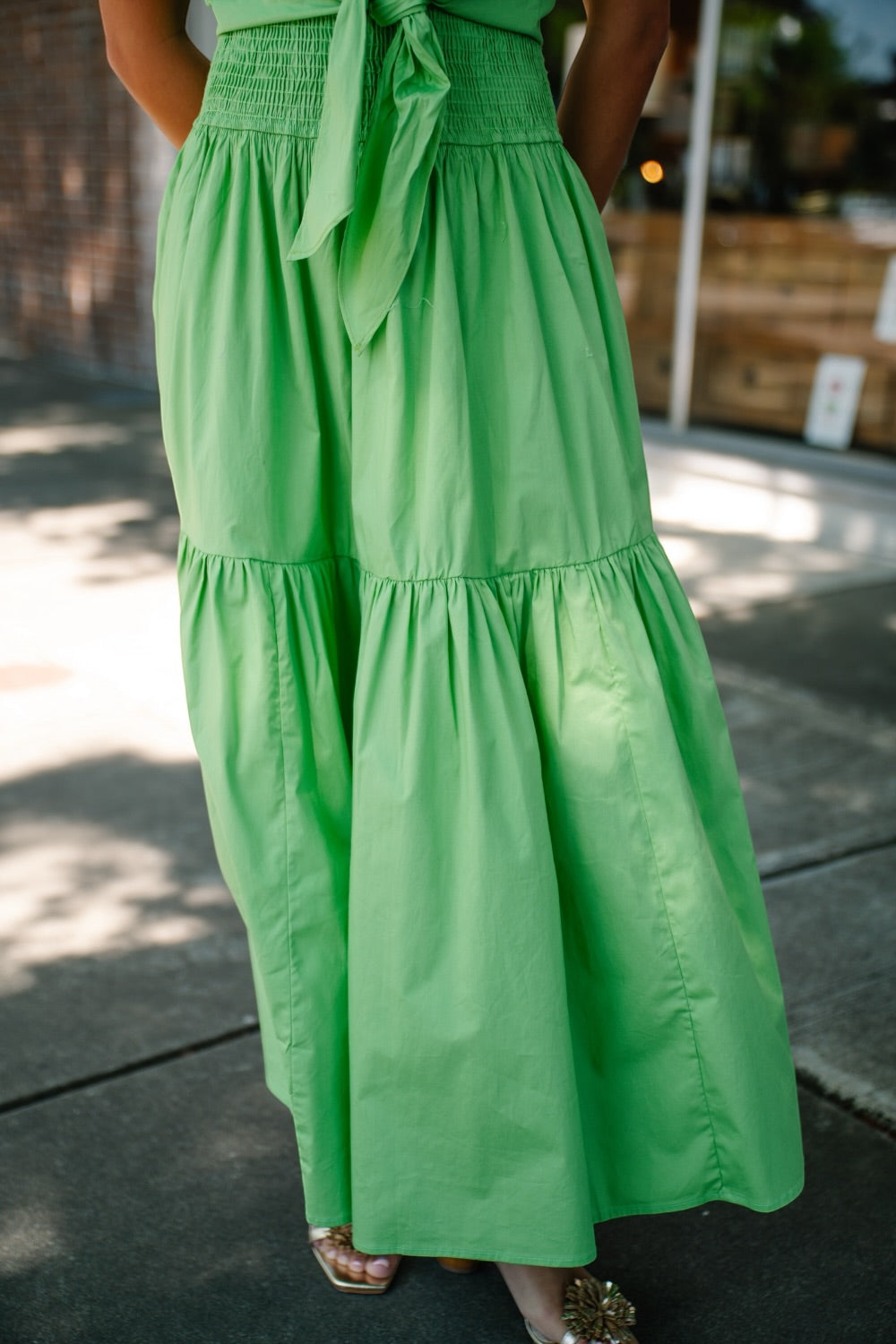 Aerin Green Apple Smocked Band Maxi Skirt (S-3XL)