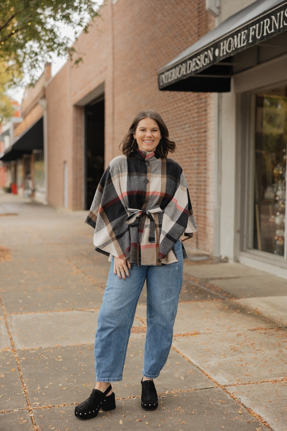 Black Plaid Belted Wrap