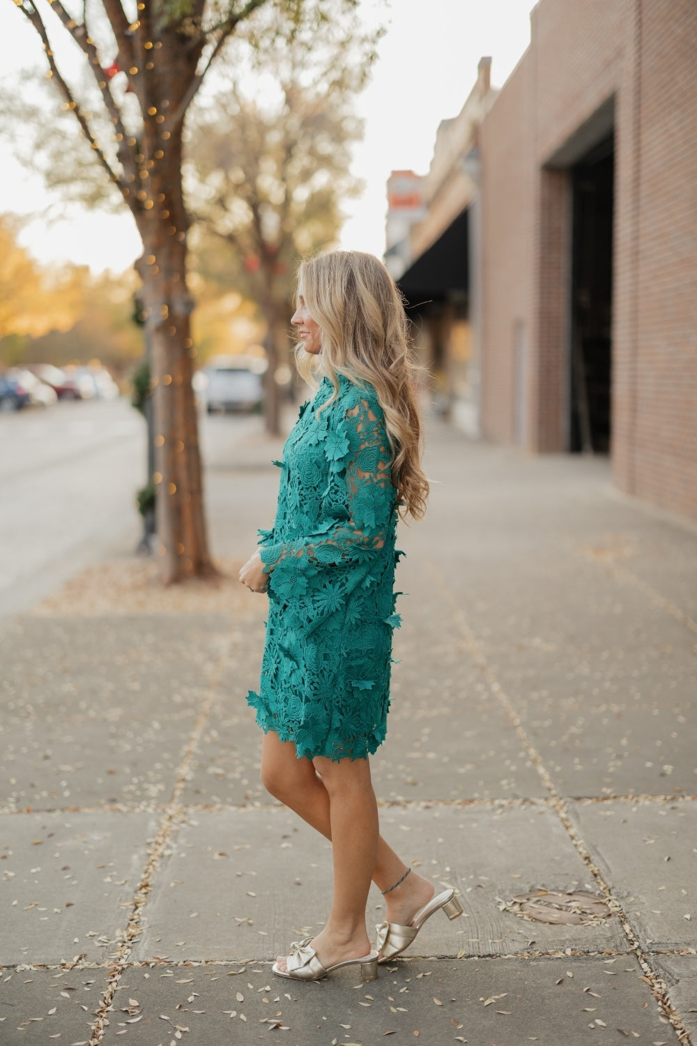 Glenda Green Lace Mini Dress