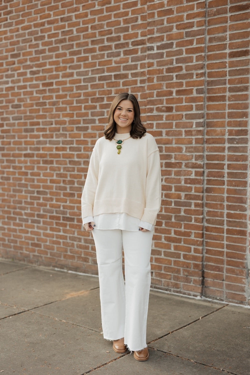 Cream Mid Rise Wide Leg Jeans (0-22)