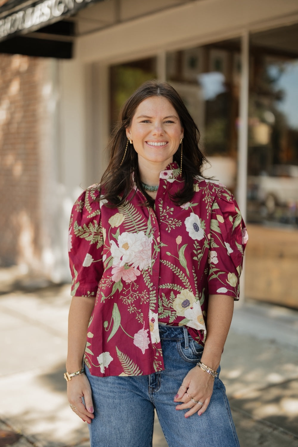Merlot Floral Button Down (S-2XL)