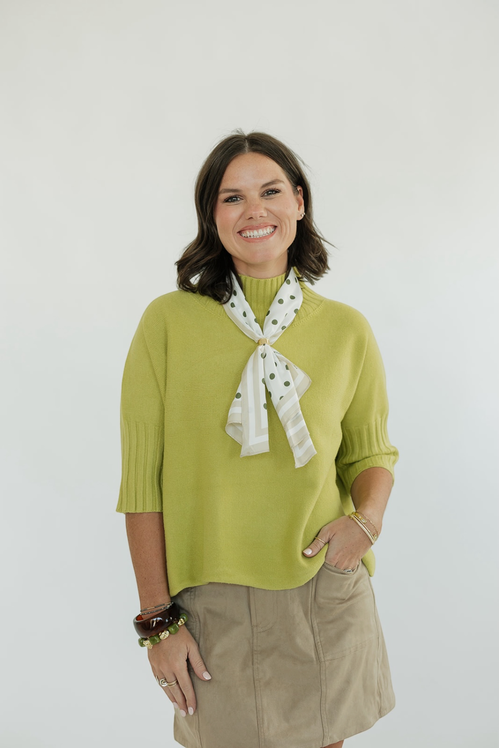 The Maple Turtleneck Sweater in Lime