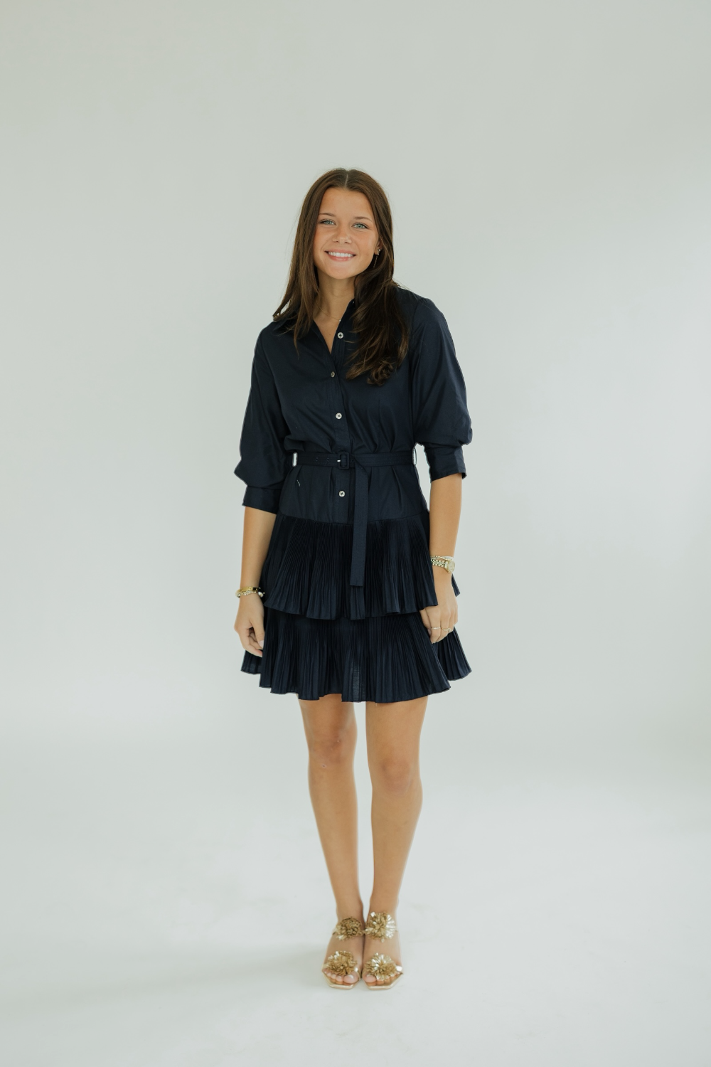 Gracie Navy Tiered Mini Dress