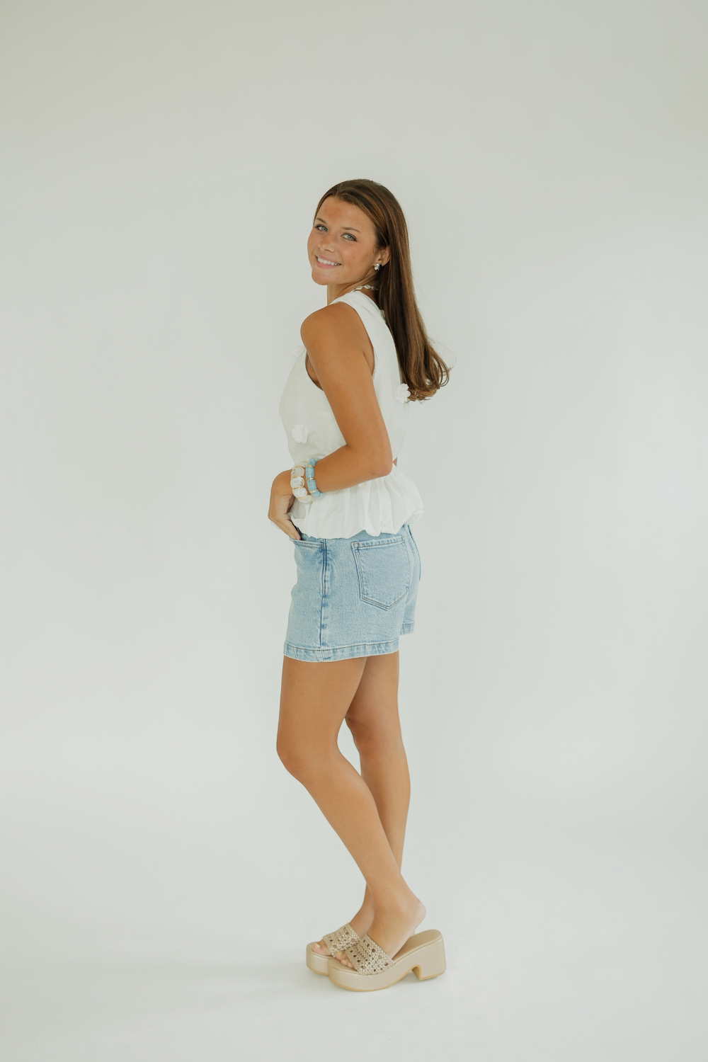 Jill White One Shoulder Peplum Top