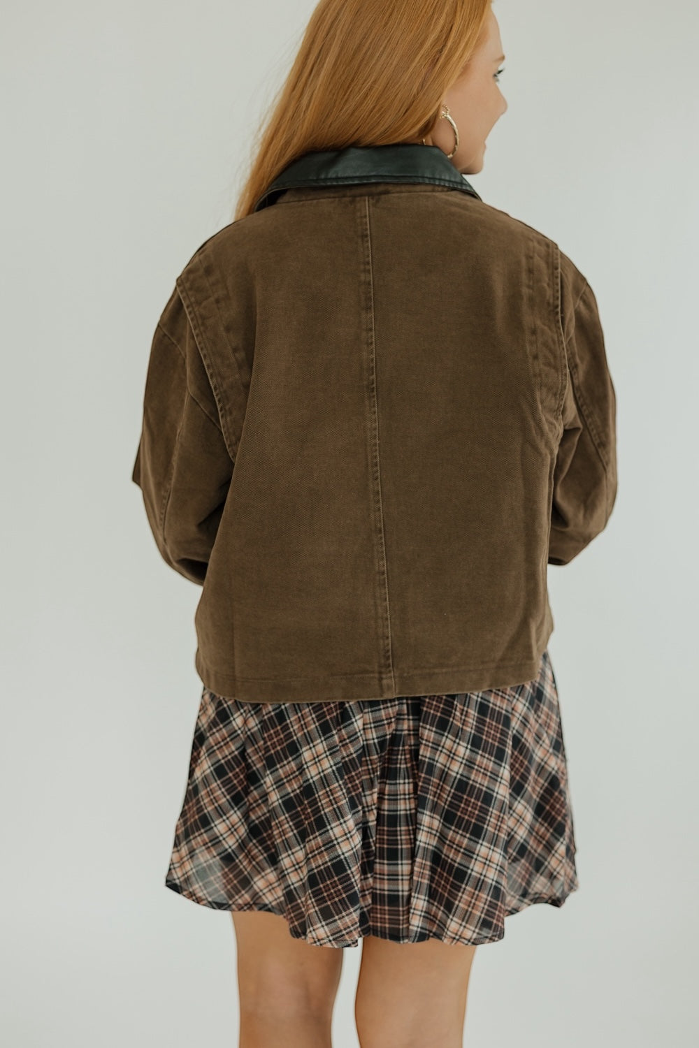 Cocoa Barn Jacket with Leather Trim