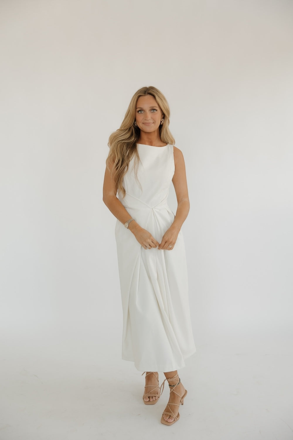 Addie Ivory Assymetrical Midi Dress